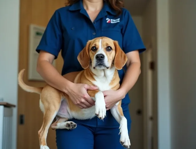 Technician respectfully transporting a deceased dog in Newcomb